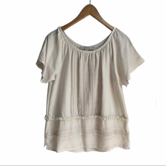 LOFT Tops - Loft white cream textured short sleeve top